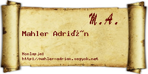 Mahler Adrián névjegykártya